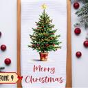  Personalized Christmas Tree Waffle Weave Kitchen Towel, Christmas Winter Kitchen Decor, Christmas Gift