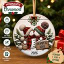  Personalized Kissing Snowman Couple Ceramic Ornament