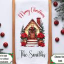  Personalized Merry Christmas Waffle Weave Kitchen Towel, Christmas Holiday Hand Towel, Christmas Gift