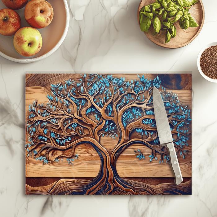 Personalized Tree Of Life Tempered Glass Cutting Board, Serving Board, Wedding Bridal Shower, Housewarming Gift Gift,