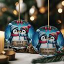  Personalized Kissing Penguin Couple Ceramic Ornament, Gift For Couples, Engagement or Wedding Gift, Newlywed Keepsake Ornament