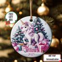  Personalized Unicorn Ceramic Ornament, Girls Christmas Gift, Kids Keepsake Ornament, Stocking Stuffer