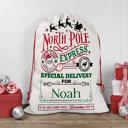  Personalized North Pole Santa Sack, Present Bag, Christmas Gift Sack, Gift Bag For Girl or Boy, Christmas Decor, Large Canvas Gift Bag
