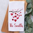  Personalized Hanging Hearts Waffle Weave Kitchen Towel, Valentine's Kitchen Decor, Hostess Housewarming Gift