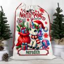  Personalized Kids Unicorn Santa Sack, Christmas Gift Sack, Gift Bag For Girl, Large Canvas Gift Bag