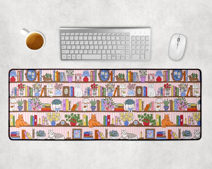 Personalized Cats & Books Desk Mat