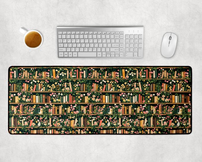 Personalized Green Bookshelf Desk Mat