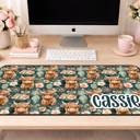  Personalized Green Highland Cow Desk Mat