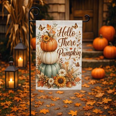 Hello There Pumpkin Garden Flag, 12x18 Double Sided Flag: Front Yard Decor