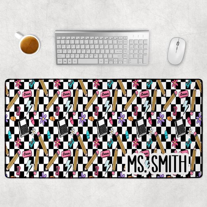 Personalized Teacher Checkered Desk Mat