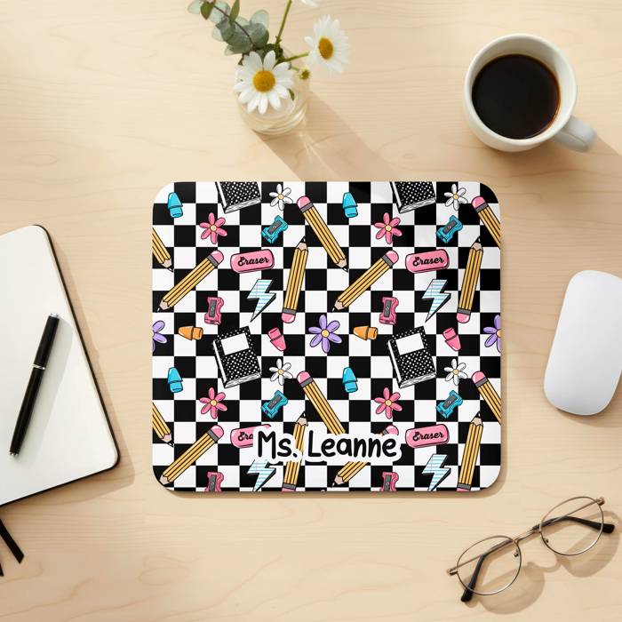Personalized Teacher Checkered Desk Mat