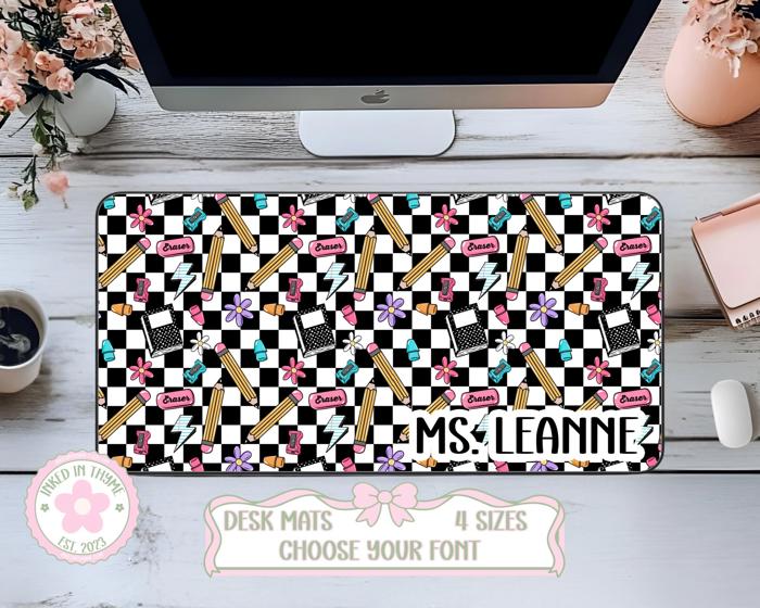 Personalized Teacher Checkered Desk Mat