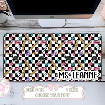 Personalized Teacher Checkered Desk Mat