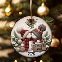  Personalized Kissing Snowman Couple Ceramic Ornament