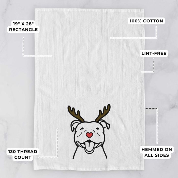 Reindeer Antler Red Nose Dog  Breed Tea Towel - 50+ Breeds
