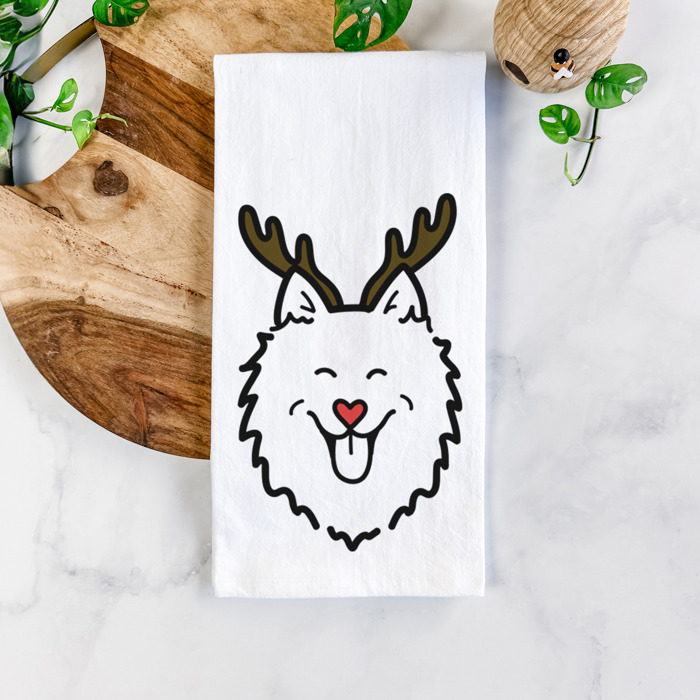 Reindeer Antler Red Nose Dog  Breed Tea Towel - 50+ Breeds