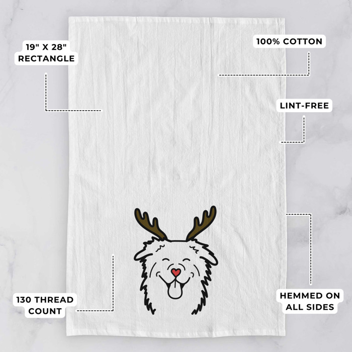 Reindeer Antler Red Nose Dog  Breed Tea Towel - 50+ Breeds