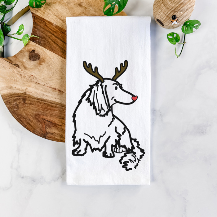 Reindeer Antler Red Nose Dog  Breed Tea Towel - 50+ Breeds