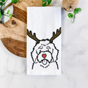 Bernedoodle Reindeer Antler Red Nose Dog  Breed Tea Towel - 50+ Breeds