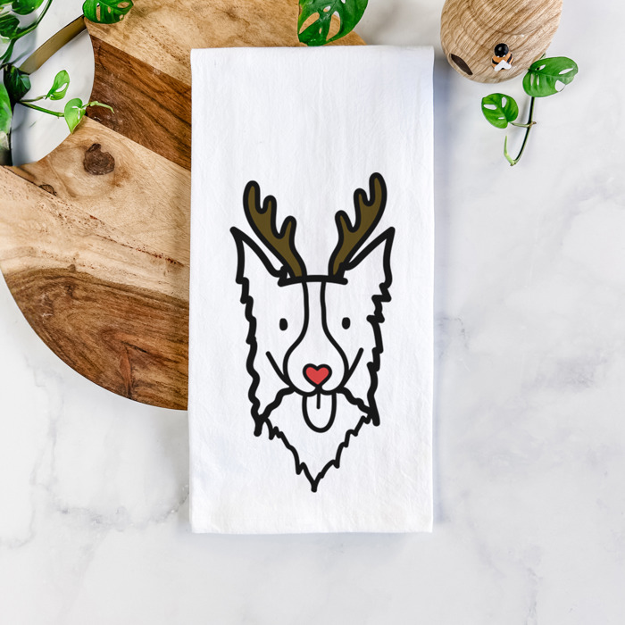 Reindeer Antler Red Nose Dog  Breed Tea Towel - 50+ Breeds