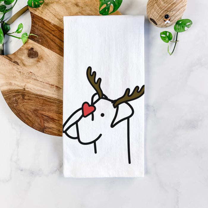 Reindeer Antler Red Nose Dog  Breed Tea Towel - 50+ Breeds
