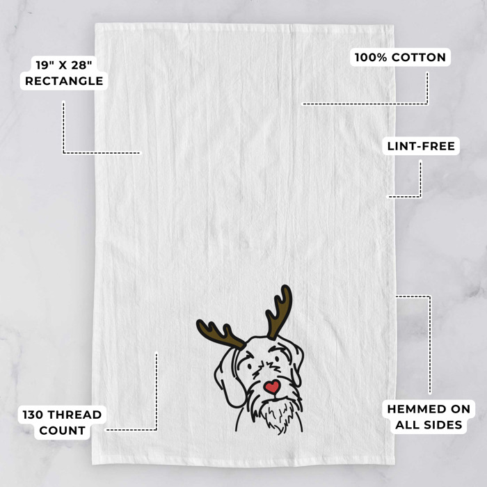 Reindeer Antler Red Nose Dog  Breed Tea Towel - 50+ Breeds