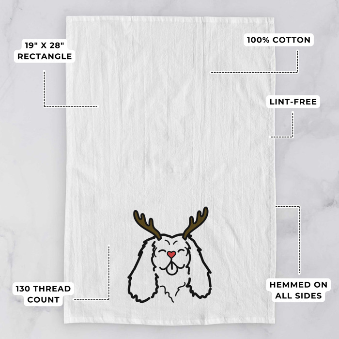 Reindeer Antler Red Nose Dog  Breed Tea Towel - 50+ Breeds