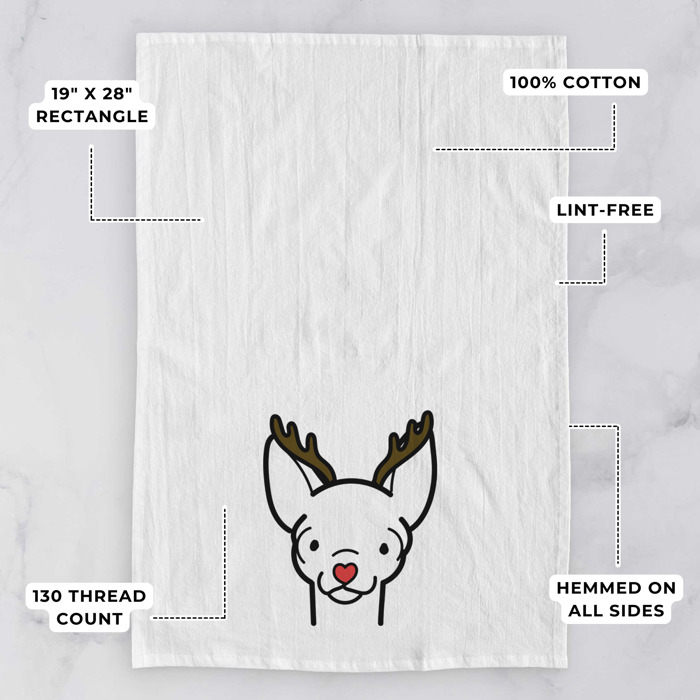 Reindeer Antler Red Nose Dog  Breed Tea Towel - 50+ Breeds