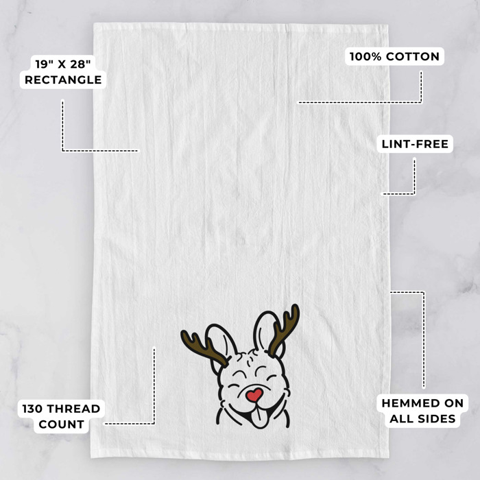 Reindeer Antler Red Nose Dog  Breed Tea Towel - 50+ Breeds