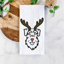 Schnauzer Reindeer Antler Red Nose Dog  Breed Tea Towel - 50+ Breeds
