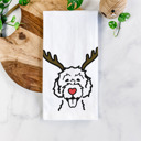 Labradoodle Reindeer Antler Red Nose Dog  Breed Tea Towel - 50+ Breeds