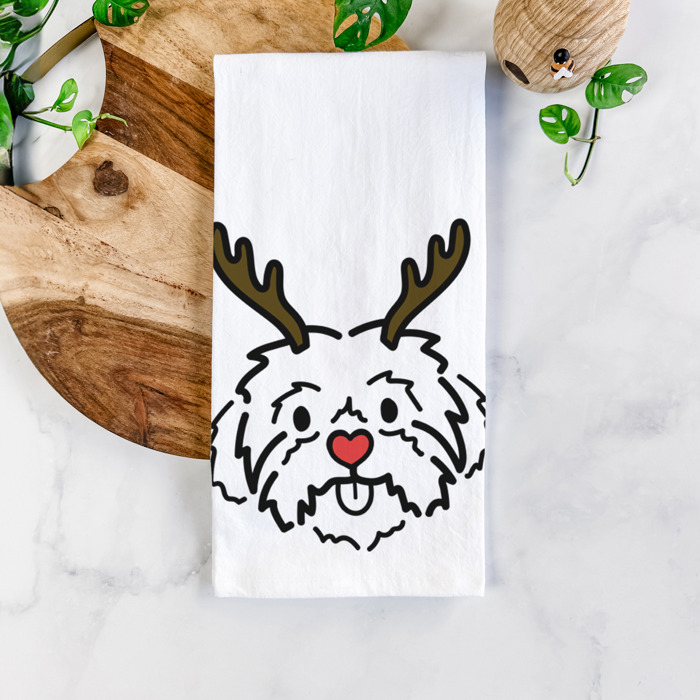 Reindeer Antler Red Nose Dog  Breed Tea Towel - 50+ Breeds