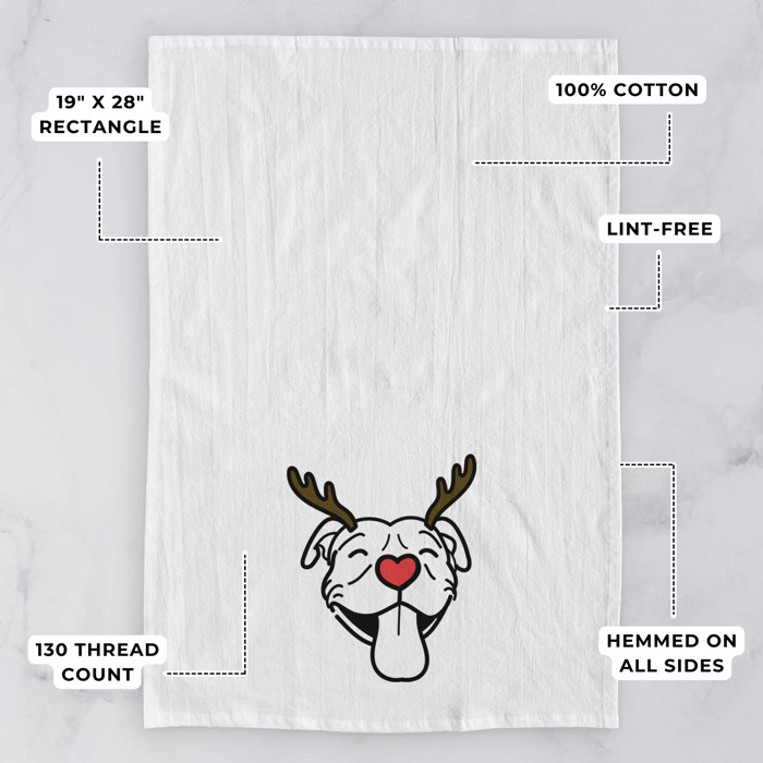 Reindeer Antler Red Nose Dog  Breed Tea Towel - 50+ Breeds