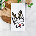 Yorkie Reindeer Antler Red Nose Dog  Breed Tea Towel - 50+ Breeds