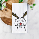 Maltese Reindeer Antler Red Nose Dog  Breed Tea Towel - 50+ Breeds