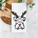 Mini Schnauzer Reindeer Antler Red Nose Dog  Breed Tea Towel - 50+ Breeds