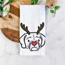 Puggle Reindeer Antler Red Nose Dog  Breed Tea Towel - 50+ Breeds