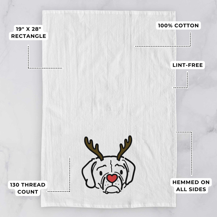 Reindeer Antler Red Nose Dog  Breed Tea Towel - 50+ Breeds