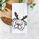 Pug Reindeer Antler Red Nose Dog  Breed Tea Towel - 50+ Breeds