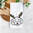 Toy Poodle Reindeer Antler Red Nose Dog  Breed Tea Towel - 50+ Breeds
