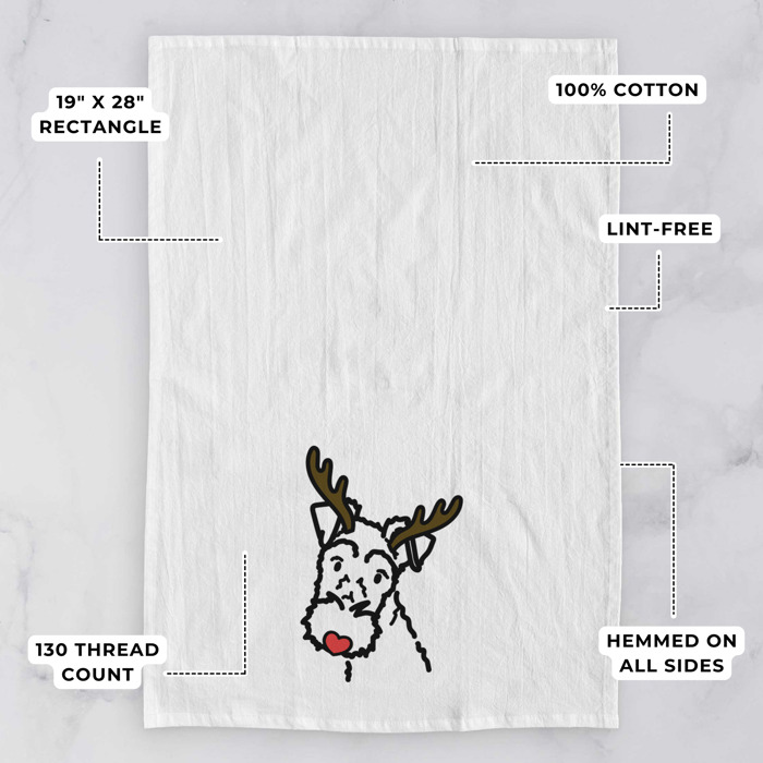 Reindeer Antler Red Nose Dog  Breed Tea Towel - 50+ Breeds