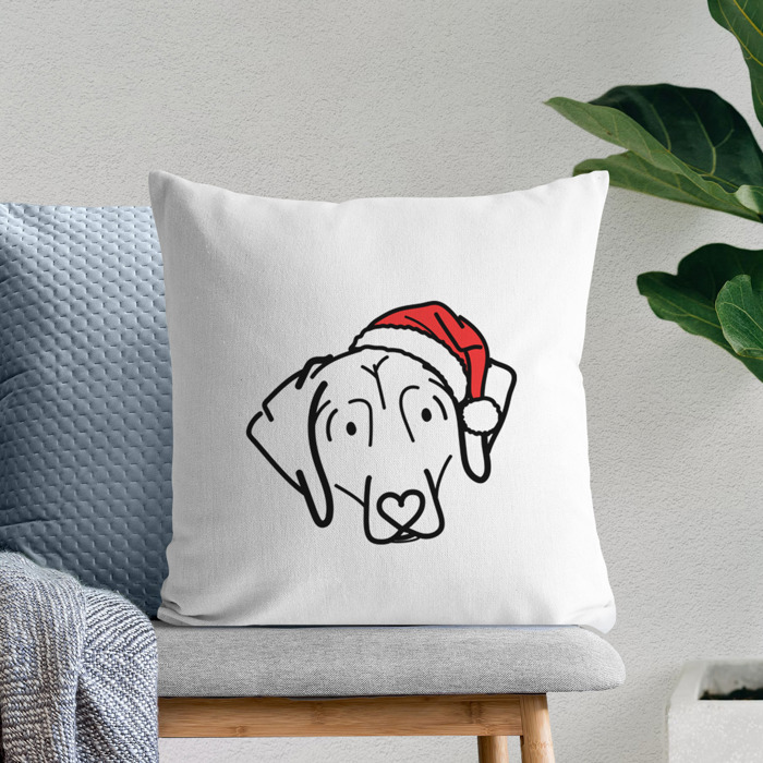 Doodled Santa Hat Dog Breed Throw Pillow Cover -50+ Breeds
