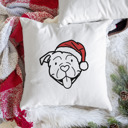 American Bulldog Doodled Santa Hat Dog Breed Throw Pillow Cover -50+ Breeds