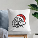 Goldendoodle Doodled Santa Hat Dog Breed Throw Pillow Cover -50+ Breeds