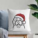 Bernedoodle Doodled Santa Hat Dog Breed Throw Pillow Cover -50+ Breeds