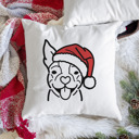 Boston Terrier Doodled Santa Hat Dog Breed Throw Pillow Cover -50+ Breeds