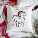 English Bulldog Doodled Santa Hat Dog Breed Throw Pillow Cover -50+ Breeds