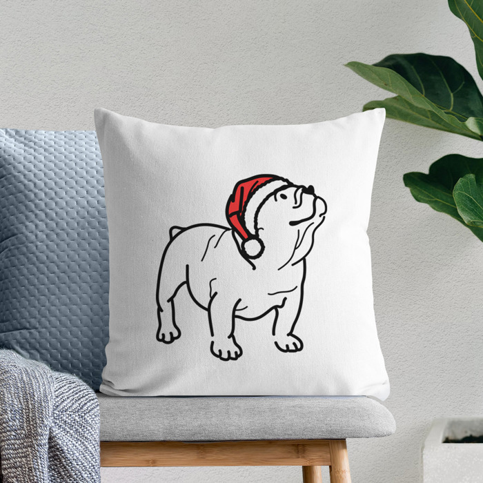 Doodled Santa Hat Dog Breed Throw Pillow Cover -50+ Breeds