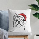 Cairn Terrier Doodled Santa Hat Dog Breed Throw Pillow Cover -50+ Breeds