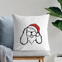 Cavalier King Charles Doodled Santa Hat Dog Breed Throw Pillow Cover -50+ Breeds